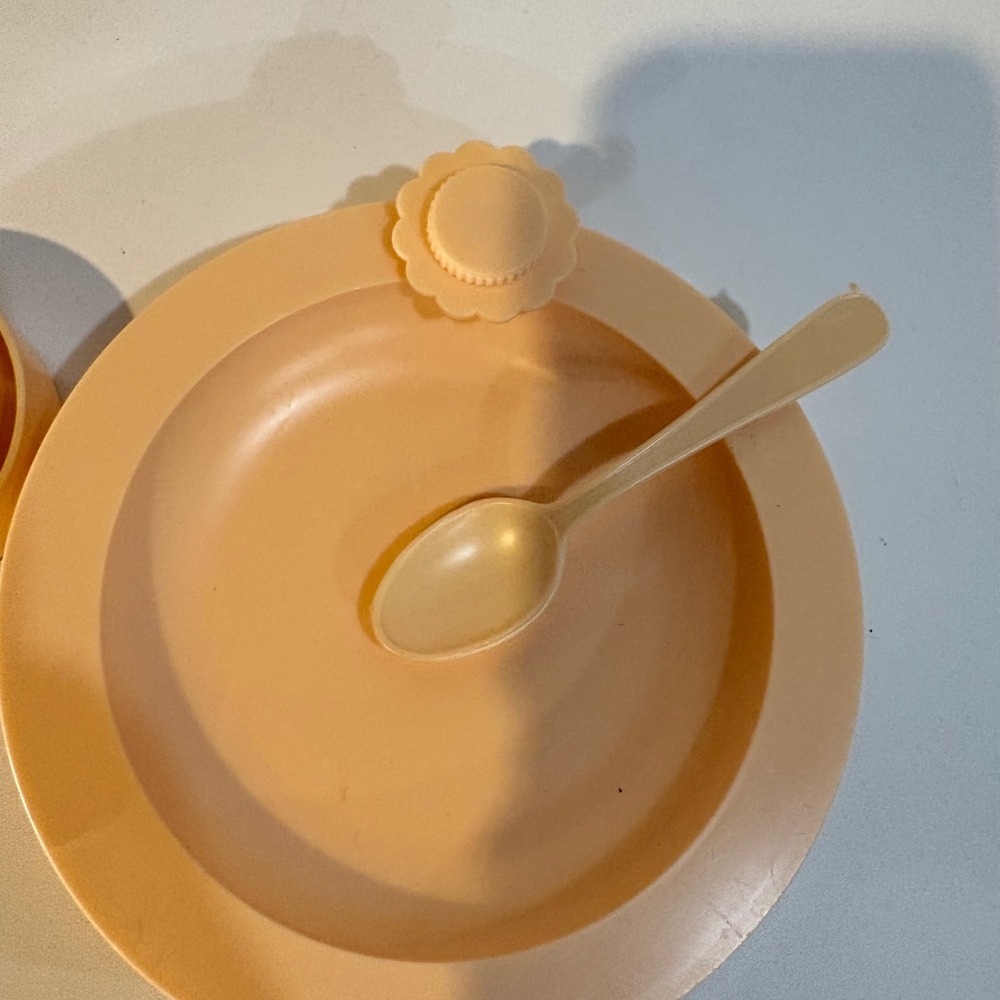 Vintage Cabbage Patch Kids Doll Feeding Set Accessories Plate Cup Spoon - Picture 4 of 5